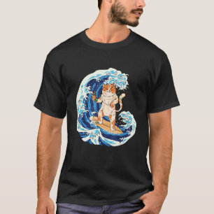 Surferkatze und Sushi essende Katze Katze T-Shirt