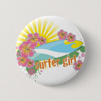 Surfermädchen Button