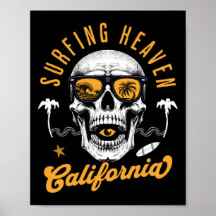 Surferparadies Totenkopf-Surfer mit kalifornischer Poster