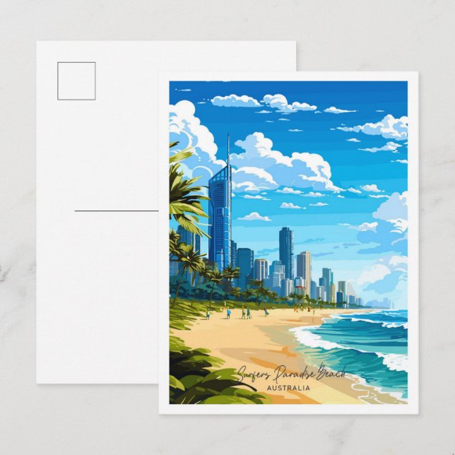 Surfers Paradise Beach Australien Reisen Postkarte (Vorne/Hinten)