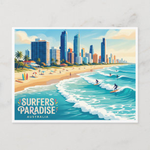 Surfers Paradise Beach Gold Coast Australien Postkarte