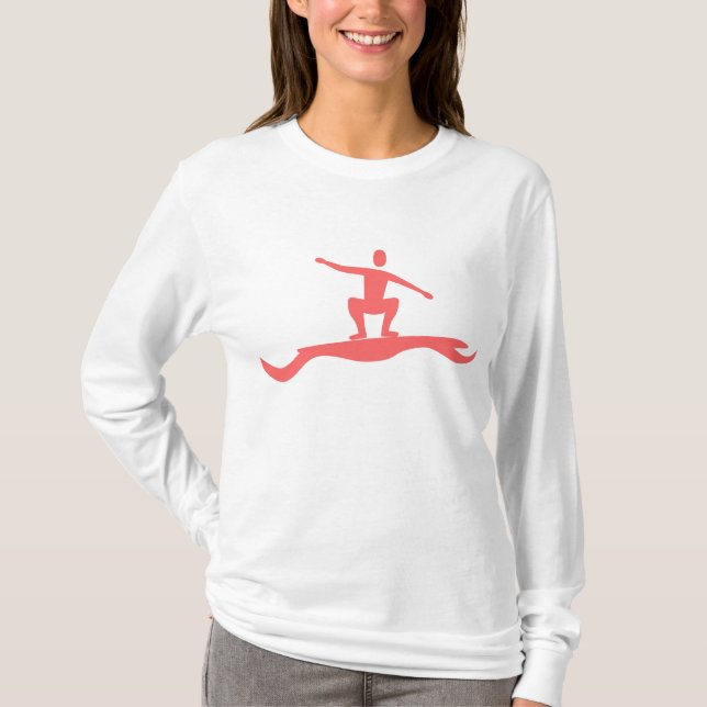 Surffigur: Tropisch rosa T-Shirt (Vorderseite)