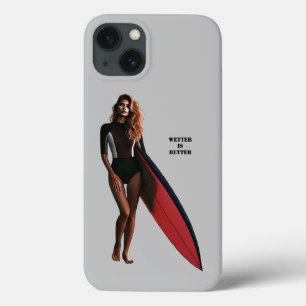 Surffrau am Strand mit ihrem Surfboard URM Case-Mate iPhone Hülle