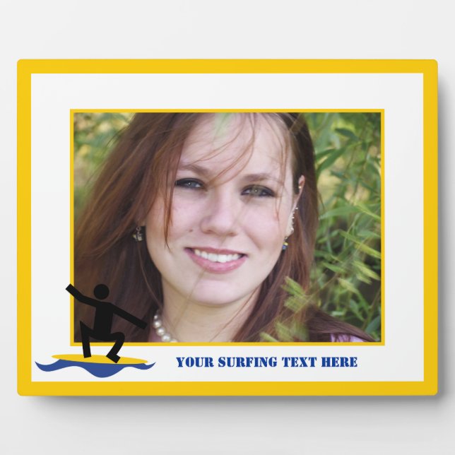 Surfgeschenke, surfen auf seinem Surfbrett nach Ma Fotoplatte (Vorderseite)