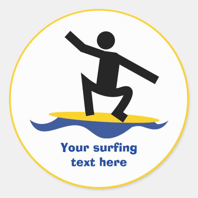 Surfgeschenke, surfen auf seinem Surfbrett nach Ma Runder Aufkleber (Vorderseite)