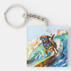 Surfhund - Summer Fun Beach Pup Illustration Schlüsselanhänger