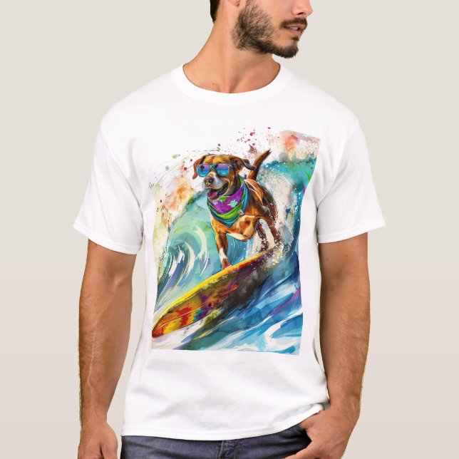 Surfhund - Summer Fun Beach Pup Illustration T-Shirt (Vorderseite)