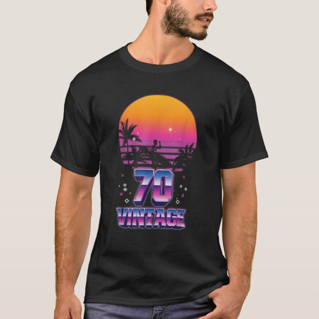 Surfing 1970 Pacific Ocean Sunset 70th Birthday 70 T-Shirt (Vorderseite)