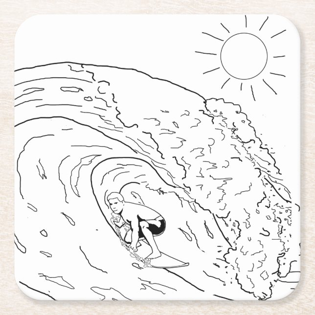 Surfing Adult Coloring Paper Untersetzer (Vorderseite)