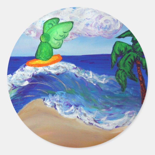 Surfing Angel Raphael Sticker (Vorderseite)