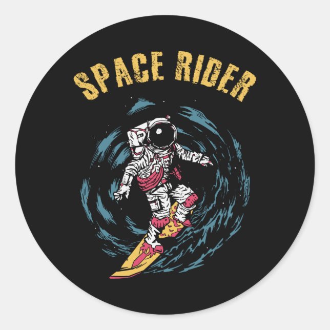 Surfing Astronaut Space Rider Surfer Runder Aufkleber (Vorderseite)