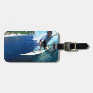 Surfing Bali blauer Wellengang Gepäckanhänger
