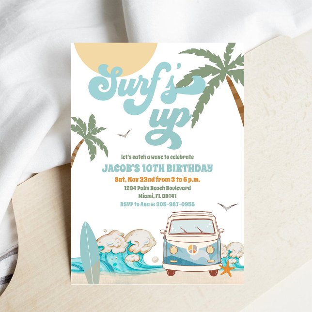 Surfing Beach Birthday Invitation Einladung (Von Creator hochgeladen)