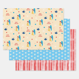 Surfing Beach Hund Weihnachtsgeschenk Wrap Set von Geschenkpapier Set