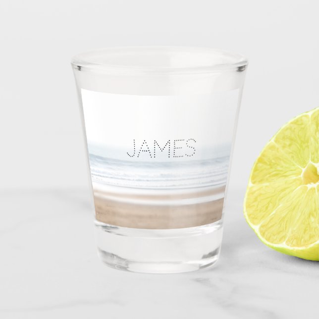 Surfing beach personalised schnapsglas (Vorderseite)