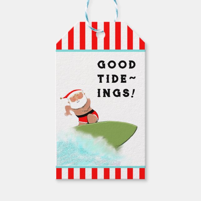 Surfing Beach Weihnachtsfeiertag Geschenkanhänger (Vorderseite)