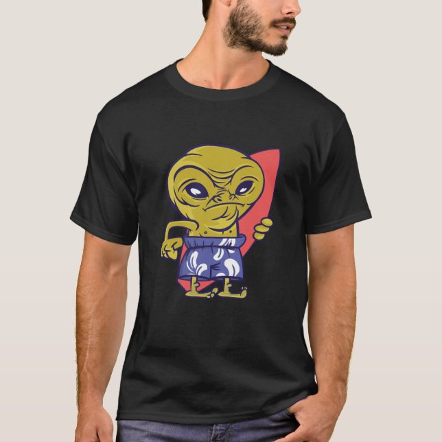 surfing board alien space aliens ufo T-Shirt (Vorderseite)