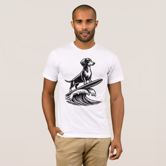 Surfing-Dackel II T-Shirt (Vorne ganz)