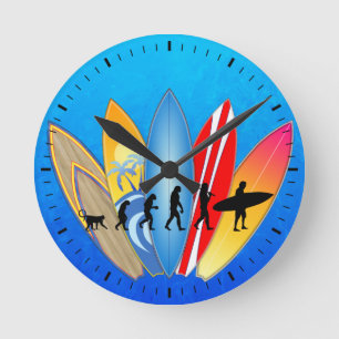 Surfing Evolution Runde Wanduhr