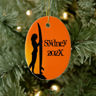 Surfing Girl Personalisiertes Foto Keramik Ornament