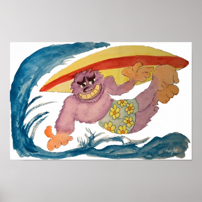 Surfing Gorilla Poster (Vorne)