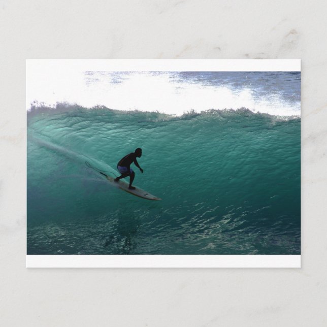 Surfing Green Wave Bali Postkarte (Vorderseite)