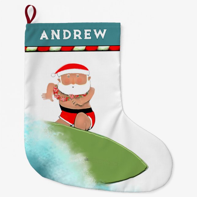 Surfing Hawaii Großer Weihnachtsstrumpf (Vorderseite)