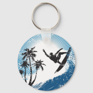 Surfing on the waves keychain schlüsselanhänger