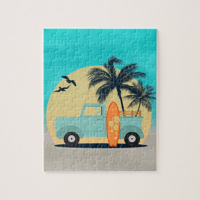 Surfing Retro Jigsaw Puzzle (Vertical)