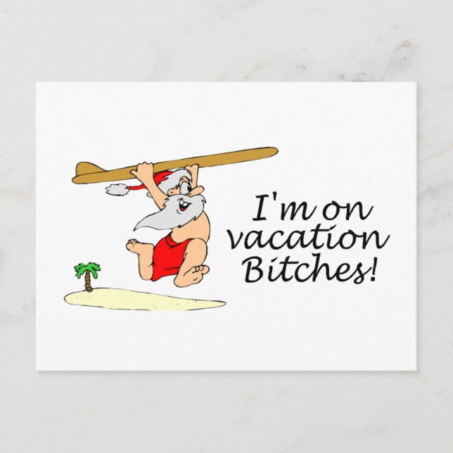 Surfing Santa Feiertagspostkarte (Vorderseite)