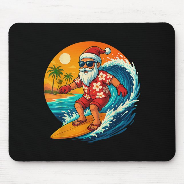 Surfing Santa Trocal Christmas Holiday Hawaiian Be Mousepad (Vorne)