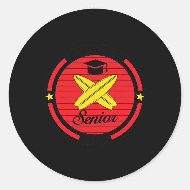 Surfing Senior Player Graduation Cl Of Graduate  Runder Aufkleber (Vorderseite)