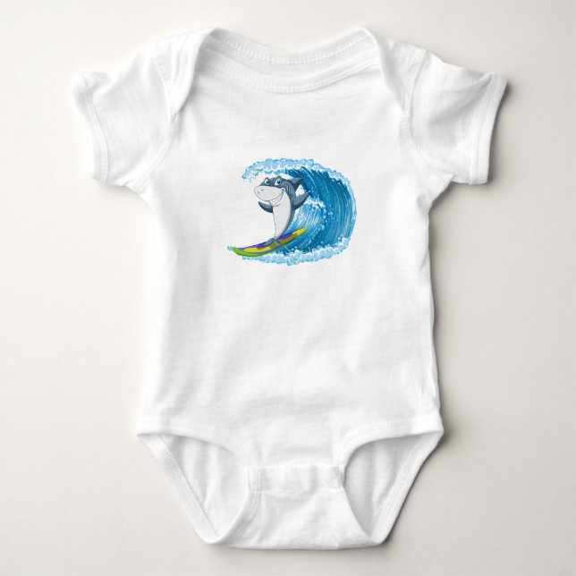 Surfing Shark Baby Bodysuit Baby Strampler (Vorderseite)
