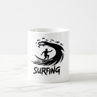 Surfing-Silhouette-Minimalist-Wave-Tasse Kaffeetasse