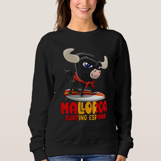 Surfing Spot Spain Mallorca with Cute Taurus Sweatshirt (Vorderseite)