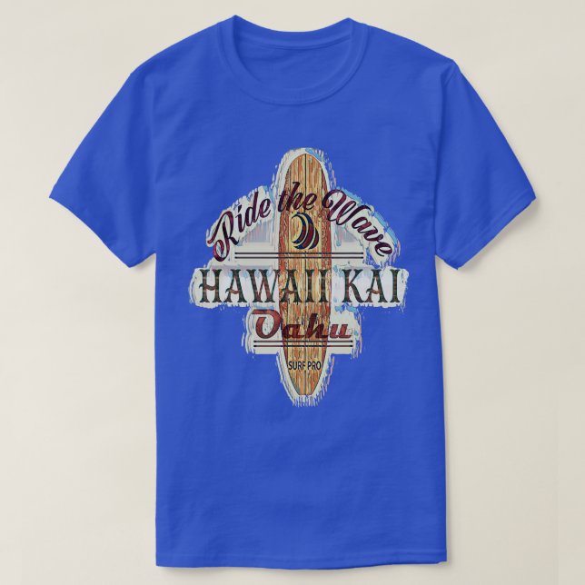Surfing Surfboard Distressed Longboard Hawaii Kai T-Shirt (Design vorne)