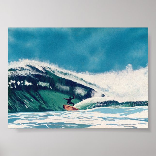 Surfing Surfer Green Sea Wave Baja Poster (Vorne)