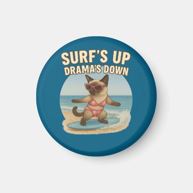 Surfing themed for Siamese Cat  Magnet (Vorne)