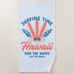 Surfing Time Hawaii Reite die Wellen Strandtuch