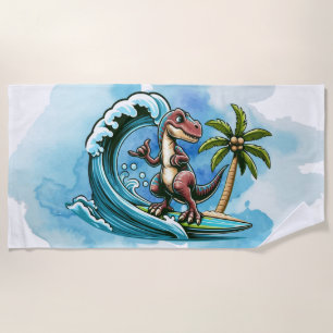 Surfing tropischer Dinosaurier Strandtuch
