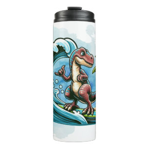 Surfing tropischer Dinosaurier Thermosbecher