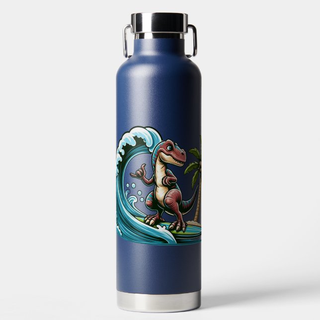 Surfing tropischer Dinosaurier Trinkflasche (Vorderseite)