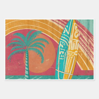 SURFING UND STRAND DESIGN GESCHENKPAPIER SET