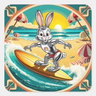 Surfkaninchen : Vorstellungsbilder Quadratischer Aufkleber