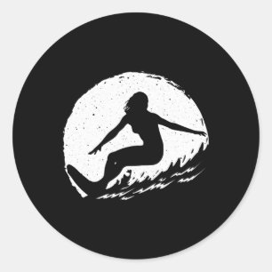 Surfkunst für Frauen Mädchen Strand Surfer Hawaiia Runder Aufkleber
