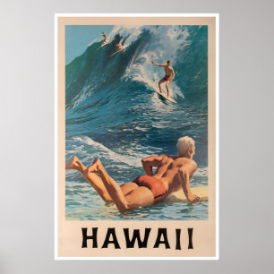 Surfkunst Surfer Druck Hawaii Reiseplakat Poster
