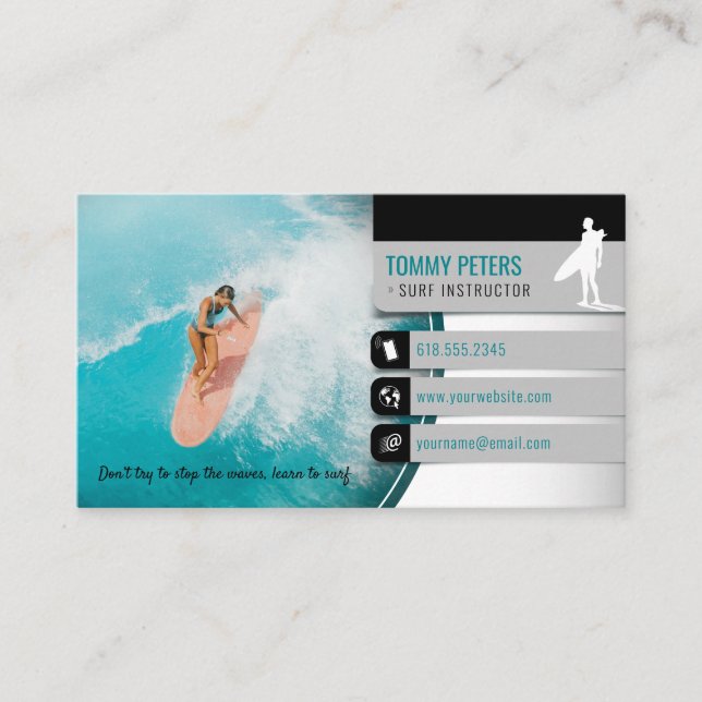 Surflehrer | Surfboard Aktivurlaub Visitenkarte (Vorderseite)