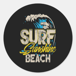 Surfliebhaber Surfen Sunshine Beach Runder Aufkleber