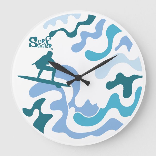 SURFMMER ANGELA SURF BY MASANSER PIXELAT GROßE WANDUHR (Vorderseite)