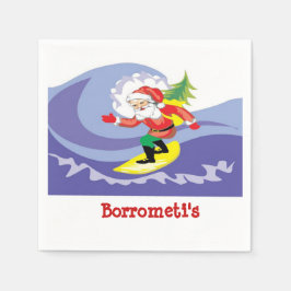 Surf'n Santa Clause Personalisiert Cocktail Napkin Serviette